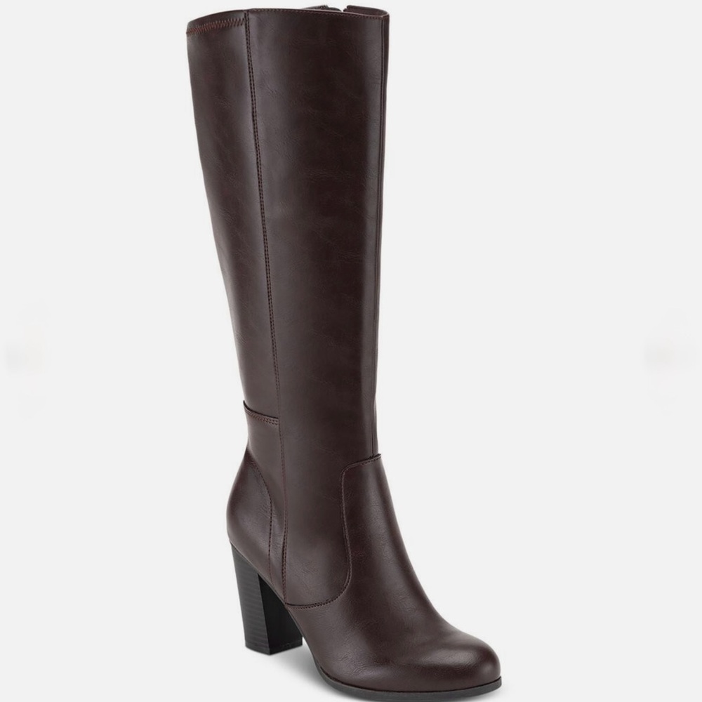 Style & Co Elegant Brown Knee-High Women's Boots Size 7W Extra Wide Calf